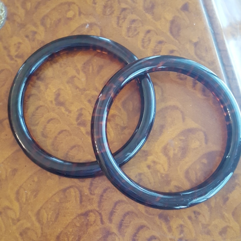 Two Tortoise Shell Bangles - image 1